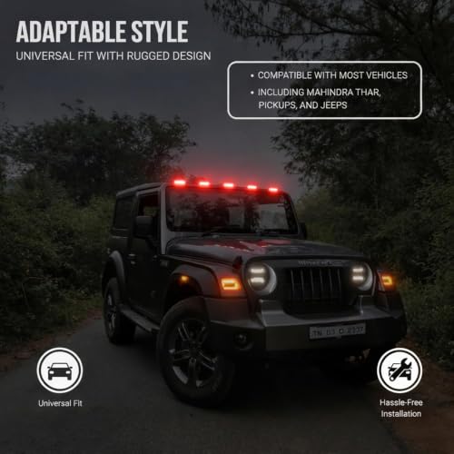 Image of UBH Roof Marker LED Lights For Cars, Trucks, Or Suv 4 X 4 Thar (UFO) (UFO Light 5 Red)
