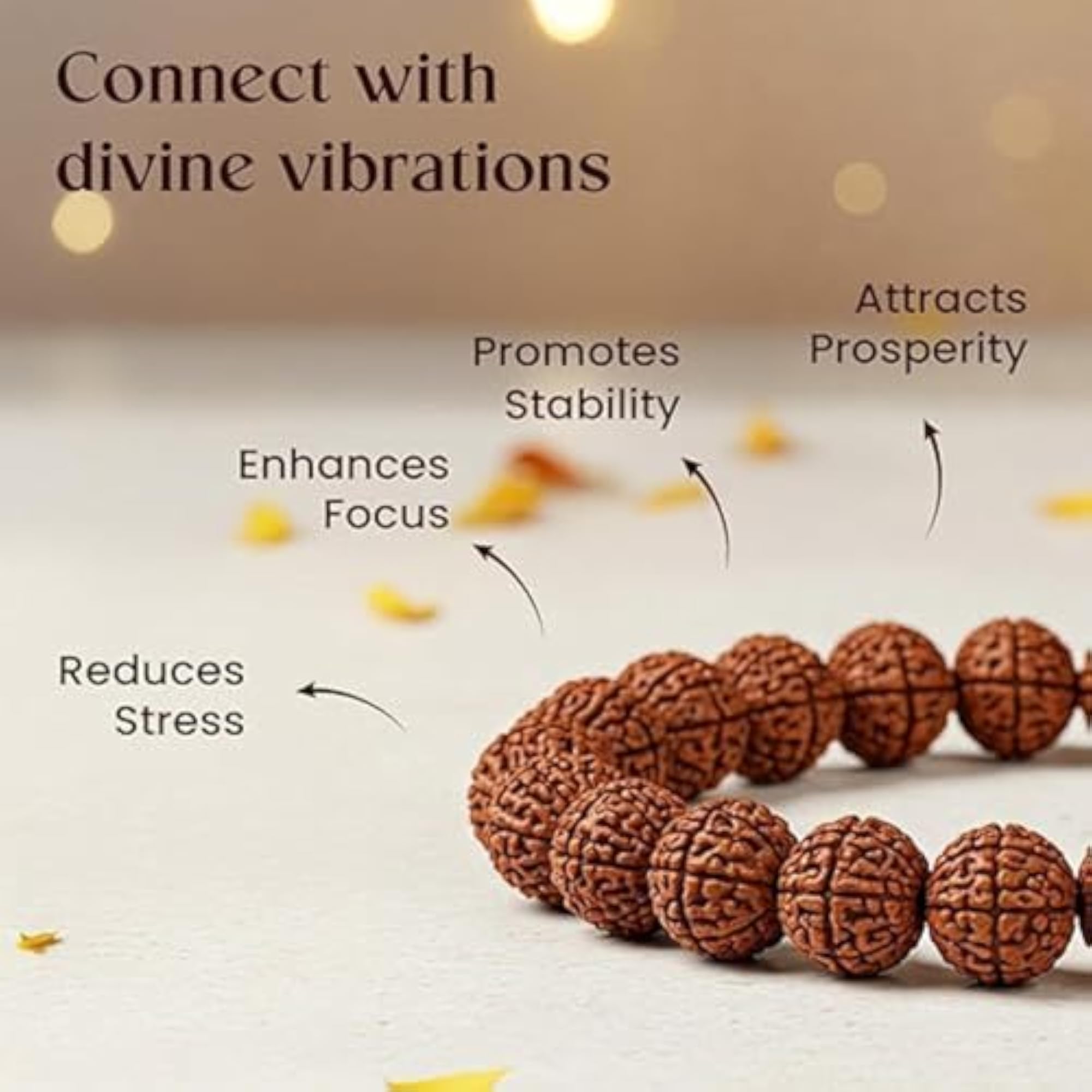 Natural Rudraksha 8mm Round Bead Stretchable Bracelet, Unisex