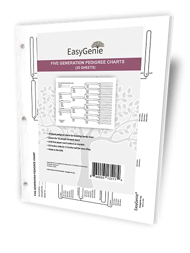 Easygenie Five Generation Pedigree Charts (30 Acid-Free Sheets, 8.5 By 11 Inches) Genealogy Forms For Ancestry thumb #6