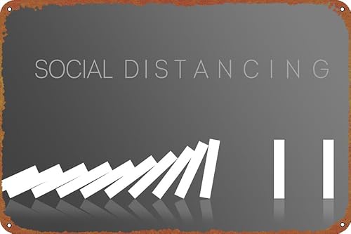 SOSIAL DISTANCING DOMINO �|�X�^�[ �r���e�[�W �u���L�Ŕ� ����A��A�o�[�A���X�g�����A�J�t�F�A�I�t�B�X�A�V���b�v�A�N���u�p - �N���G�C�e�B�u ���g�� �Ǒ��� - 12 x 8�C���` - �u���L�ŔR���N�^�[