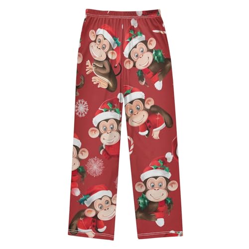 ZZXXB Monkey Candy Cane Boys Long Pants Soft Trousers Elastic Waist Kids Lounge Bottoms with Pockets S-XL2