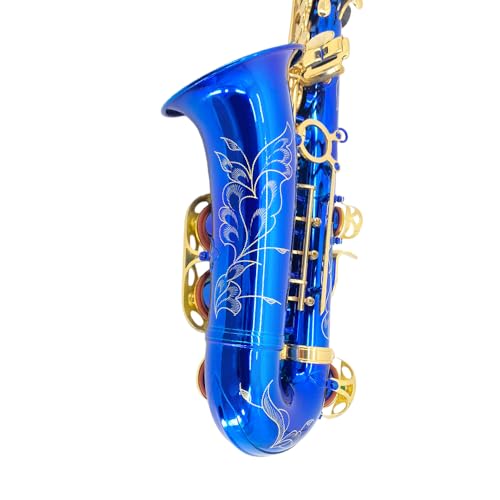 Image of Beginner Alto Saxophone, E Flat - Complete Starter Kit with Case & 10 Reeds, for Adults & Students, Easy to Play for School Band & Practice (Blue)