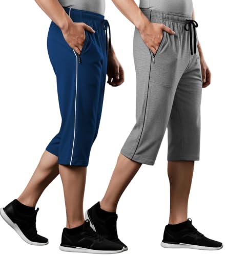 Image of FEEL TRACK Men's Regular Fit Three Fourth Capri (Pack of 2)