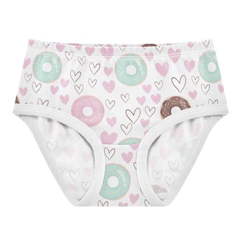 Wusikd Colorful Donuts Girls' Underwear Cotton Pink Hearts Girls Briefs Soft Toddler Underwear 2T