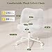 DurayLoly Vanity Chair with Wheels Armless, White Vanity Chair with Back,Ultra-Plush Fleece Cute Desk Chair, Small Office Chair Height Adjustable,for Make-up Room,Bedroom