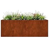 Gecheer Hochbeet 200x80x80 cm Cortenstahl, Wetterfest & Offenem Boden, Gartenbeet Pflanzkasten für Garten Balkon Terrasse Gemüse Kräuter Blumenanbau