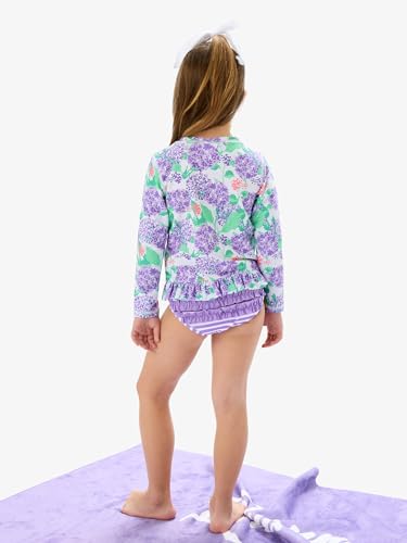 Image of RuffleButts Baby /Toddler Girls Long Sleeve Rash Guard UPF50+ Sun Protected Bikini Swimsuit