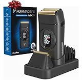 HUMMINGBIRD MK17 DualPro Foil Shaver & Beard Trimmer for Men – Gold Titanium Blades, Turbo Shaving & Torque Control, Metal Body, Digital Battery & RPM Display, Wet/Dry, USB-C & Wireless Charging Dock