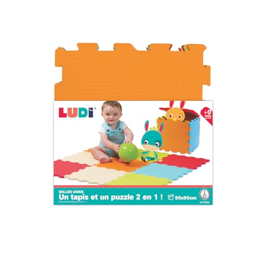 Ludi 10004 Tapis de Sol Épais pour l’Éveil de Bébé Puzzle Géant, Couleur Unie