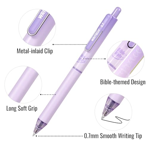 WRITECH Bible Mate Journaling Set: No Bleed Bible Highlighters & 0.7mm Black Ink Ballpoint Pens, Fast-Drying Ink, Pastel Colors Highlighter, Journaling Kit, 9ct - Image 4