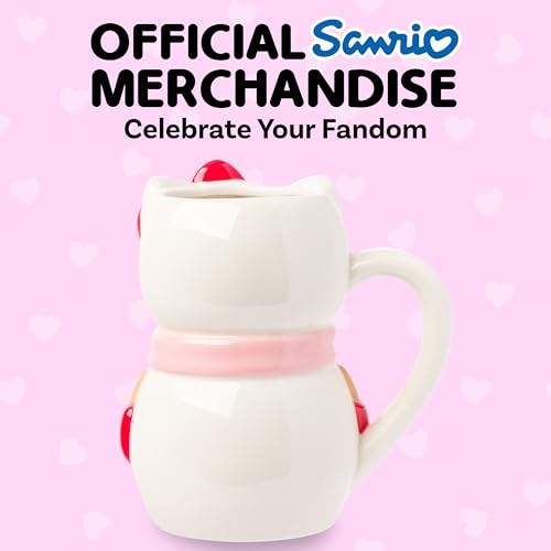 Image of Silver Buffalo Sanrio Hello Kitty Christmas Snow Man, 3D Sculpted Mug, 20oz | Holiday Ceramic, 0.59 Liters
