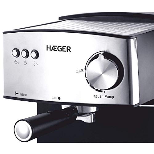 HAEGER Expresso ITÁLIA - Cafetera Espresso con Bomba Italiana de 15 Bar, con 850W de Potencia, Capacidad de 1,6L - Caldera de aleación en INOX Moldeado, Ajuste Variable de Vapor. - Imagen 3