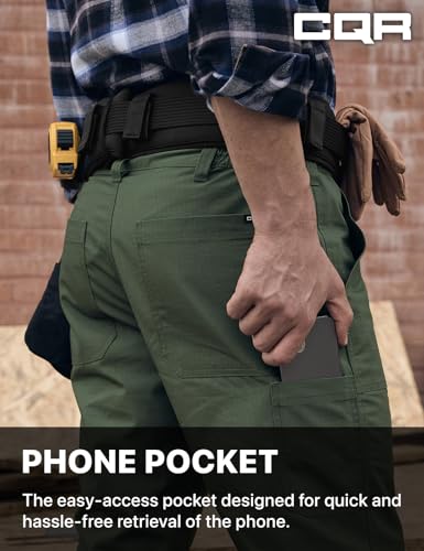 Image of CQR Men's Quick Dry Work Pants, Water Resistant Outdoor Tactical Pants, Lightweight Stretch Cargo Hiking Pants