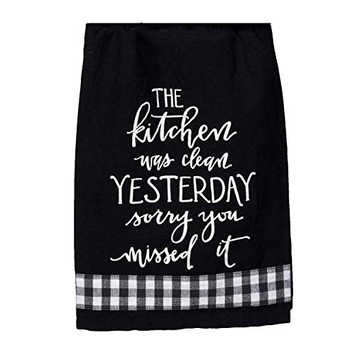 18Th Street Gifts 3 Piece Black And White Buffalo Plaid Kitchen Decor Set - Funny Oven Mitt, Potholder, And Kitchen Towel Set - Farmhouse Kitchen Decor #TOP3