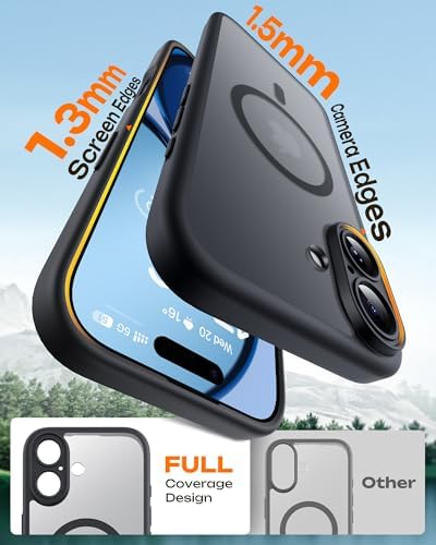 TOCOL for iPhone 17 Case, Compatible with Magsafe, Drop Protection,Full Camera Protection, Built-in Magnetic Ring, Translucent Matte Phone Case for iPhone 17 6.3 inch (Black) - View 7