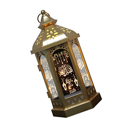 Lurrose Lanterna de Vela Marroquina Suporte de Vela Pendurado Vintage Led Decorações Ramadan Centro