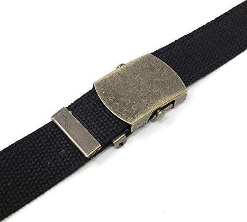 Canvas Web Belt Military Style with Antique Brass Buckle and Tip 50" Long3