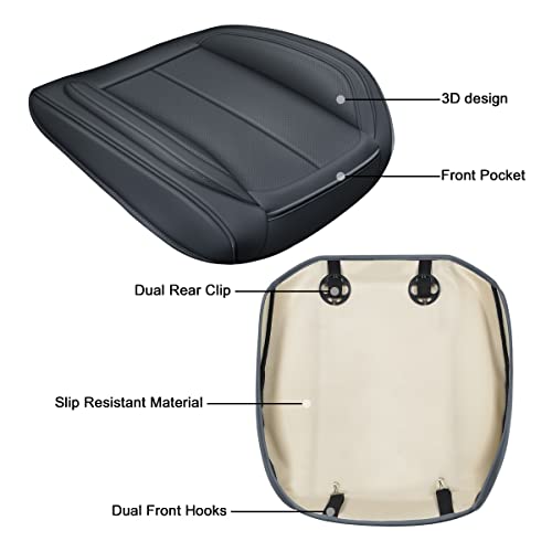 Premium Car Seat Cover Protector Accessories 2 Piece Front Napa Leather Automotive Vehicles Universal Fit Cushion Cars Sedan Coupe Suv Pick-Up Truck Padded Auto Interior Décor (Gray) #TOP3