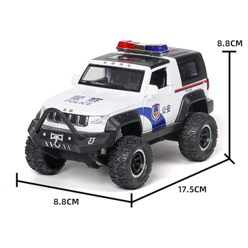 Image of DEUSON ECOM Alloy Diecast Metal Car Pullback 1:32 Jeep Police Car Metal Die Cast Car Pull Back Toy Car With Openable Doors & Light, Music Boys Gifts Toys For Kids,Black