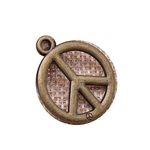 honggui 1111-15 colgantes de símbolo de la paz vintage de 23 mm para hacer joyas, color bronce antiguo