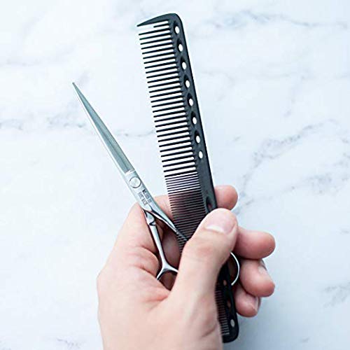 Miniatura 4 de Peine de corte fino de carbono negro de 12 piezas de fibra de carbono peine de peluquería resistente al calor 14 agujeros para corte salón