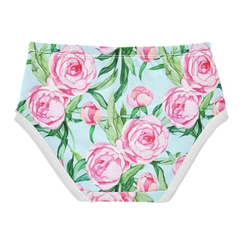 Girls Underwear Toddler 2t Cotton Panties for Girl Animal Briefs Underpants Watercolor Pink Peony Flower2