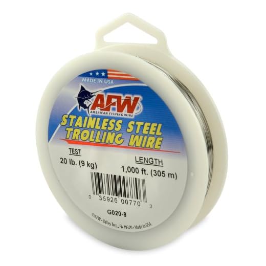 American Fishing Wire Stainless Steel Trolling Wire (Single Strand), Bright Color, 20 Pound Test, 1000-Feet