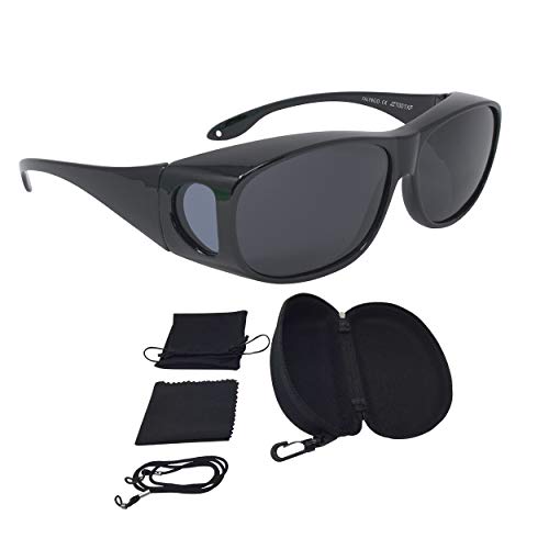 Preisvergleich Produktbild FALINGO Sonnenüberbrille Überzieh Sonnenbrille CLASSIC EDITION polarisiert UV 400 (Schwarz, Grau)