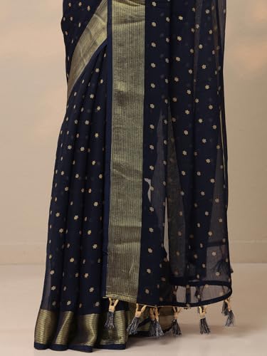 Image of Libas Printed Chiffon Saree for Women With Unstitched Blouse Piece | Traditional Saree for Festive & Wedding