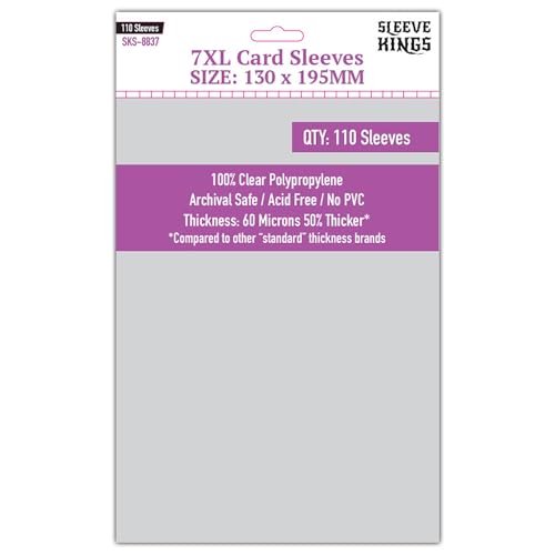 Sleeve Kings Premium Card Sleeves - 7XL (130mm x 195mm), 110 Sleeves per Pack, Plastic