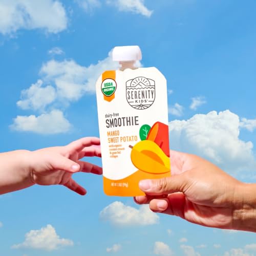 Image of Serenity Kids Baby Food Pouches, Toddler Snacks, Smoothie, 3.5 Oz, 12 Pack | 5g Protein, Organic Dairy Free Baby Puree, Baby Snacks, Toddler Food, Gluten Free Snacks, Smoothie Pouch