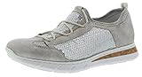 Weicher Gehcomfort Rieker M5763 Damen Halbschuhe, Sneaker, Schnürer, sportliche Schnürschuhe mit Pailetten grau (Frost/Ice/silverflower / 40), EU 41