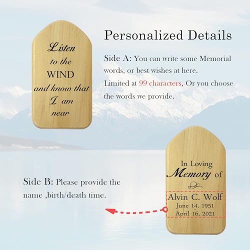 Image of Personalized Memorial Wind Chimes,Customized Large Wind Chime Outdoor,Metal Windchime Deep Tone,Custom Wind Chime in Loving Memory, Sympathy Gift After Loss of Mom Dad or Loved One