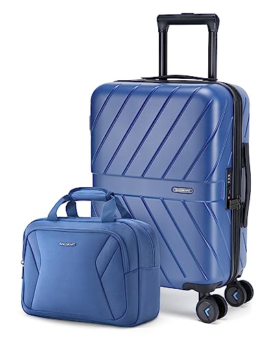 Image of BAGSMART 2 Piece Luggage, 20 Inch Carry On Suitcase with Spinner Wheels, Polycarbonate Material, Blue