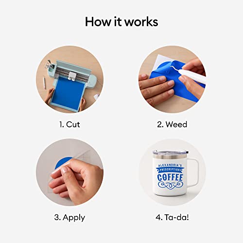 Image of Cricut Premium Permanent Vinyl Roll(12 in x 15 ft), Weather-Resistant, Dishwasher-Safe & Fade-Proof, Compatible w Cricut Cutting Machines, Create Signs, Labels, & Personalize DIY Projects, Medium Blue