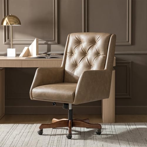 HULALA HOME Faux Leather Home Office Chair with High...