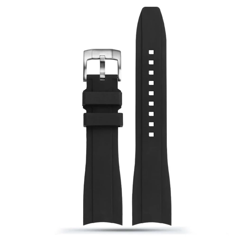 AMAUPCKCA Curved End Silicone Rubber Strap Watch For Men For Rolex Water Spirit For Seiko For Citizen For Tissot 19MM20MM 22MM Sport Wrist Universal Strap(Black sk,21mm)