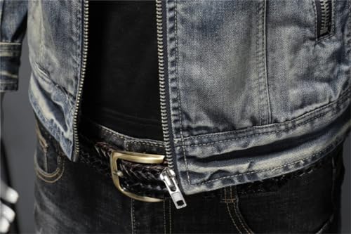 Generic Men Vintage Denim Jacket Stand Collar Vintage Wash Cowboy Outwear Bomber Loose Zip Up Coat4