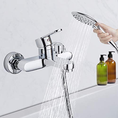BONADE Rubinetto per vasca da bagno con doccetta, 3 tipi di getto doccetta a mano, Supporto a Parete Miscelatore Monocomando Esterno per Vasca/Doccia con Doccetta a 150 cm Flessibile Doccia