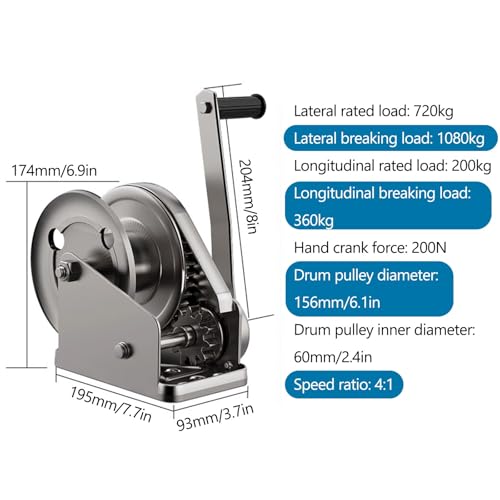 Polipasto manual acero inoxidable 700 kg capacidad miniatura 2