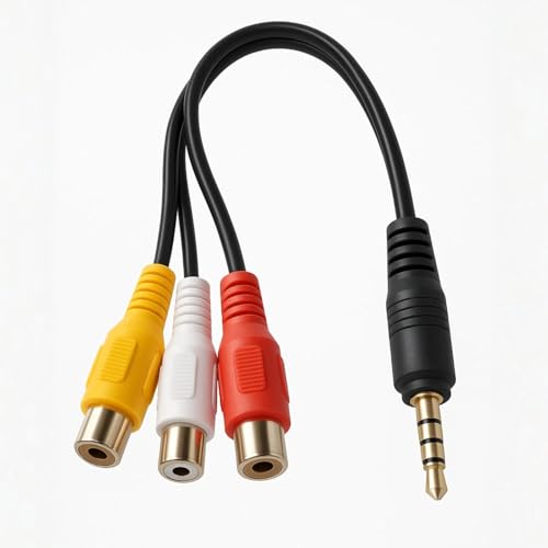 AURUM Av Kabel Adapter, 3,5mm Stecker Klinke Auf 3x Cinch Buchse, Video Kabel F&uuml;R Dvd, Mac, Av, Hdd Und Dvr, Tv-Box/Mp3/Pc