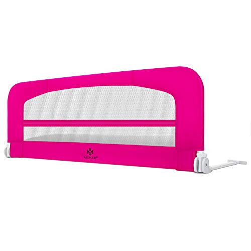 KESSER® Bettgitter 120 cm Bettschutzgitter Kinderbettgitter für Kinder Babybettgitter Klappbar, Tragbar, Kinderbett Kinderbettschutzgitter Rausfallschutz, Bett & Elternbett hoch: 42 cm, Pink