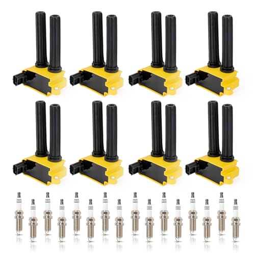 ENA 8 Ignition Coil Pack 16 Iridium Spark Plug Compatible with Chrysler Dodge Jeep Ram Aspen Challenger Durango Commander Grand Cherokee 5.7L 2009-2014 2015 2016 2017 2018 2019 2020 for UF504 92145