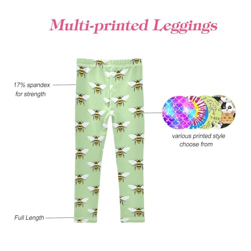 CaTaKu Girls Leggings Bee Cute Animal Leggings for Girls Kids Athletic Workout Yoga Pants Size 4-10T4