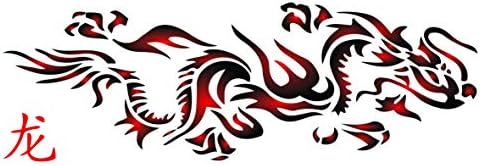 Japanese Dragon Stencil, 9 x 3 inch (S) - Asian Oriental Chinese Wall Stencils for Painting Template