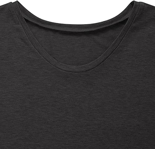 Kingfen Women's Short Sleeve U Neck Womens Summer Tops Cap Sleeve Loose Blouses For Women Dressy Casual Workout Basic Solid Color Black Shirts For Women Hiking Casual Plus Size Large #TOP2