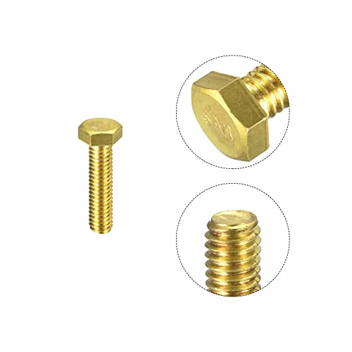 Image of uxcell Brass Hex Bolts, 5 /16-18x1-1 /4 5pcs Fully Thread Grade 4.8 Solid Brass Hexagon Head Bolt Machine Screws for Machinery
