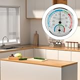 Analoges Hygrometer für drinnen und draußen, großes Messuhr, Raum mit Gebrauch, plus Luftfeuchtigkeit, Klima, weiße ABS-Wetterstation für Zuhause, 13 cm, Garten, Klassenzimmer, Büro, Durchmesser
