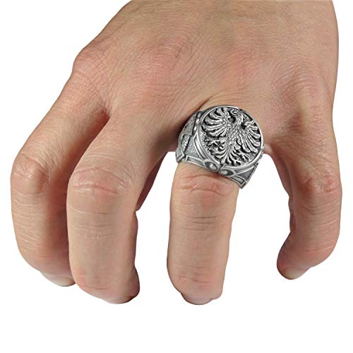 German Eagle Sterling Silver 925 Biker Cross Mens Ring #TOP3