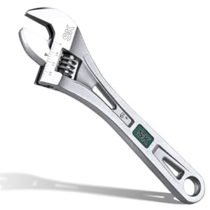 SK 6-Inch Adjustable Wrench, 3/4″ Jaw Capacity, Cr-V Steel, SAE&Metric Scales